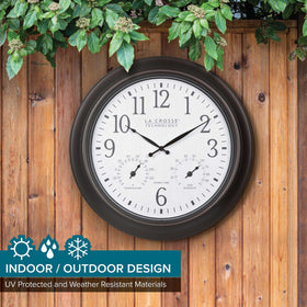 La Crosse 404-89027-INT clock frame features soft linen texture.