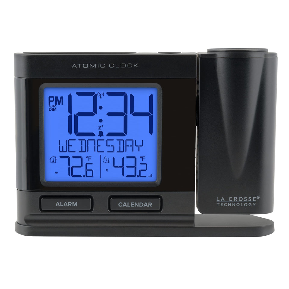 La Crosse 616-41667-INT projection arm rotation displays time clearly on wall or ceiling.