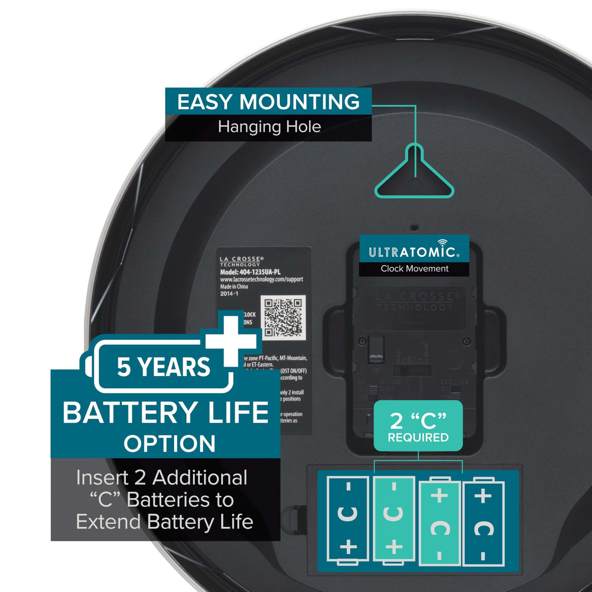 La Crosse UltrAtomic 5-year battery life reduces maintenance and replacements.