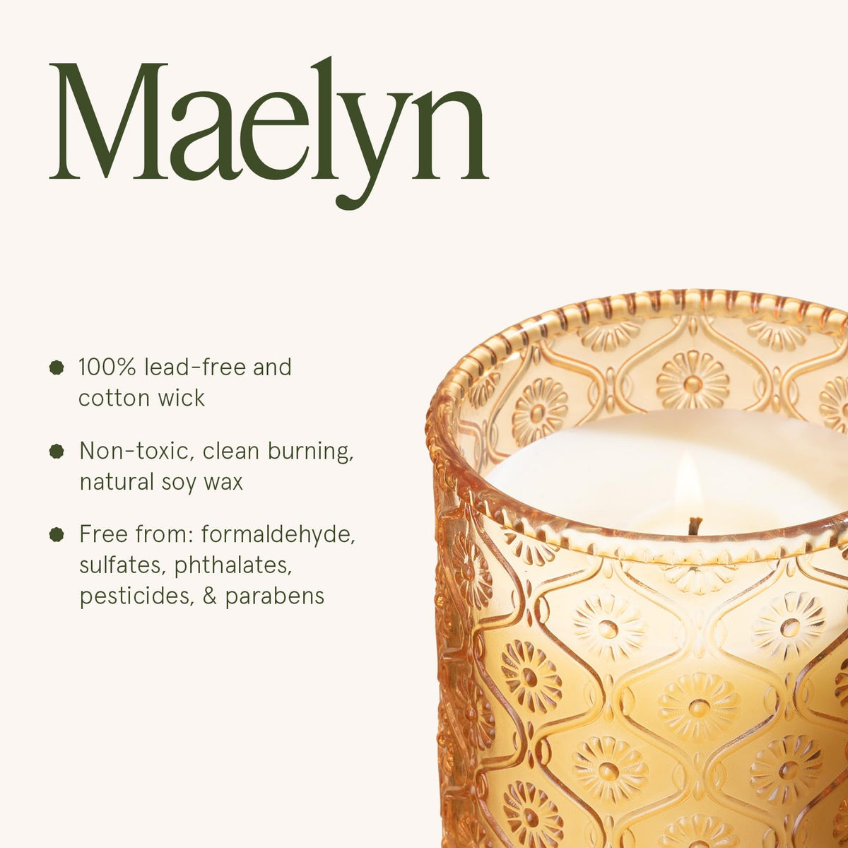 40-hour clean burn with natural soy wax and lead-free wick from LA JOLIE MUSE.