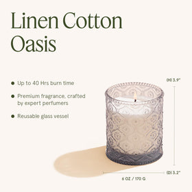 LA JOLIE MUSE six-ounce candle offers up to forty hours of fragrance.