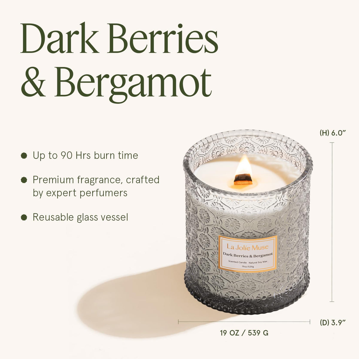 Up to 90 hours burn time for cozy evenings