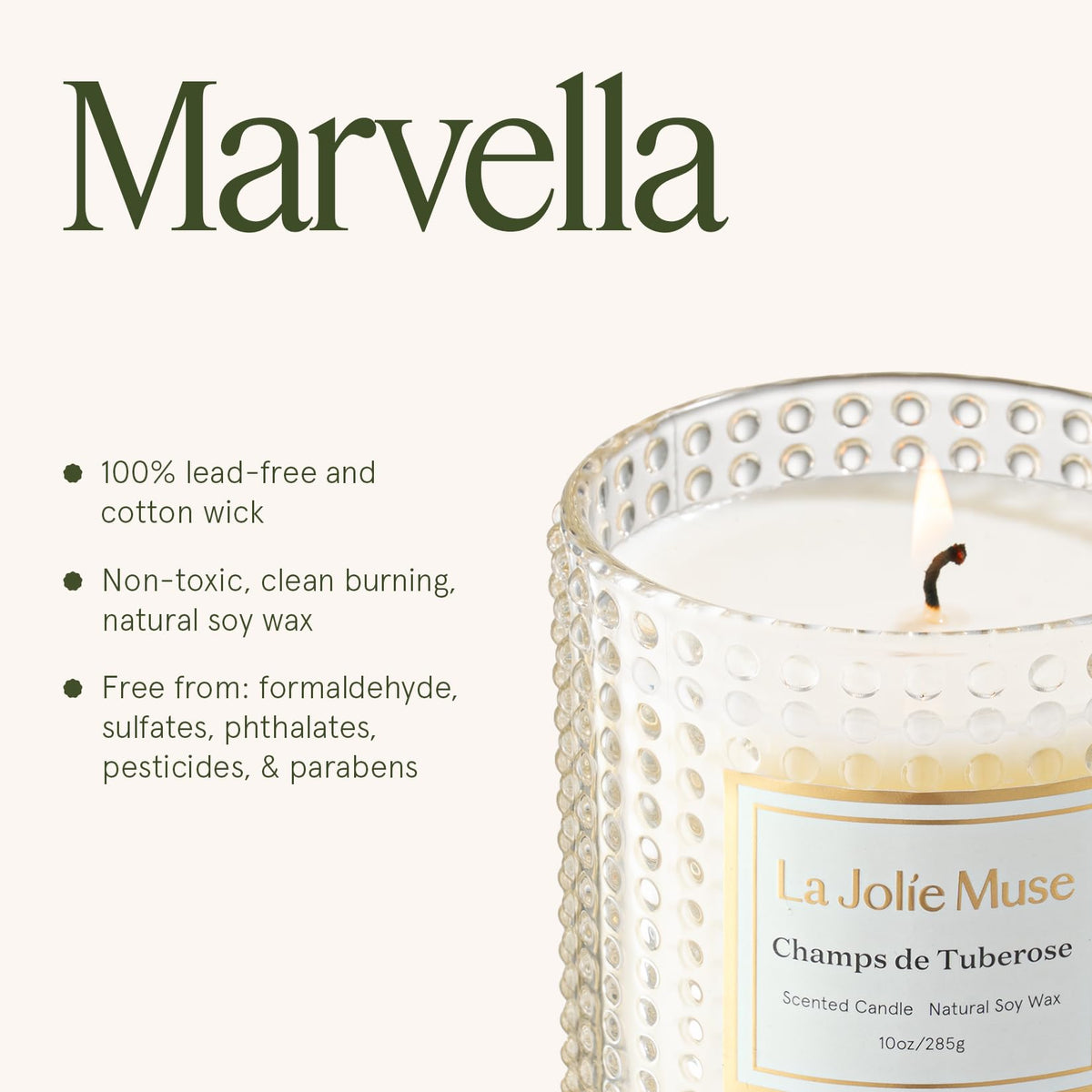 LA JOLIE MUSE gift-ready candle offers an eco-friendly reusable vessel.