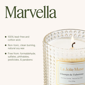 LA JOLIE MUSE gift-ready candle offers an eco-friendly reusable vessel.