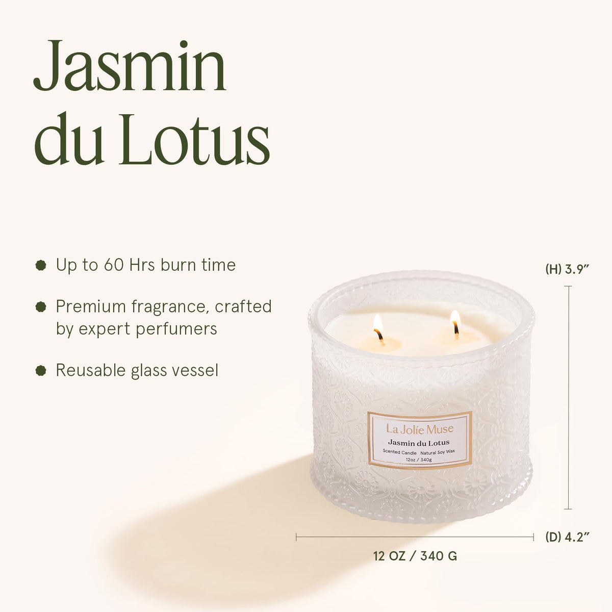 LA JOLIE MUSE Jasmin du Lotus candle packaging shows recyclable materials and thoughtful gifting.