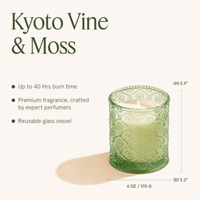 LA JOLIE MUSE candle in embossed glass jar—reusable and decorative.
