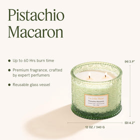 LA JOLIE MUSE Pistachio Macaron Candle glass vessel is reusable after use.