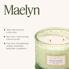 LA JOLIE MUSE Pistachio Macaron Candle recyclable packaging makes gifting eco-friendly.