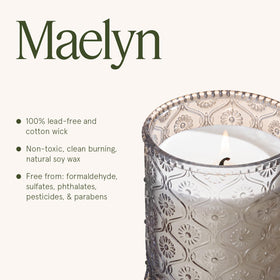LA JOLIE MUSE recyclable embossed glass jar doubles as decor.