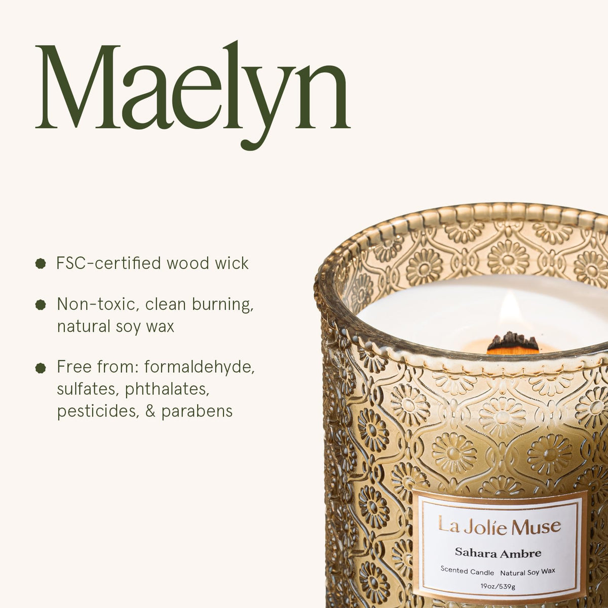 LA JOLIE MUSE Sahara Amber Candle cozy-night setup with autumn-inspired ambience.