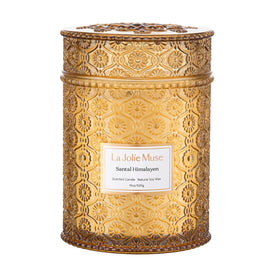 La Jolie Muse Santal Himalayen front view candle enhances elegant decor.