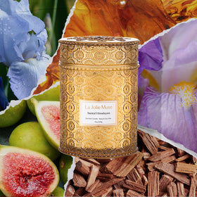 La Jolie Muse Santal Himalayen open-lit candle creates intimate ambiance.