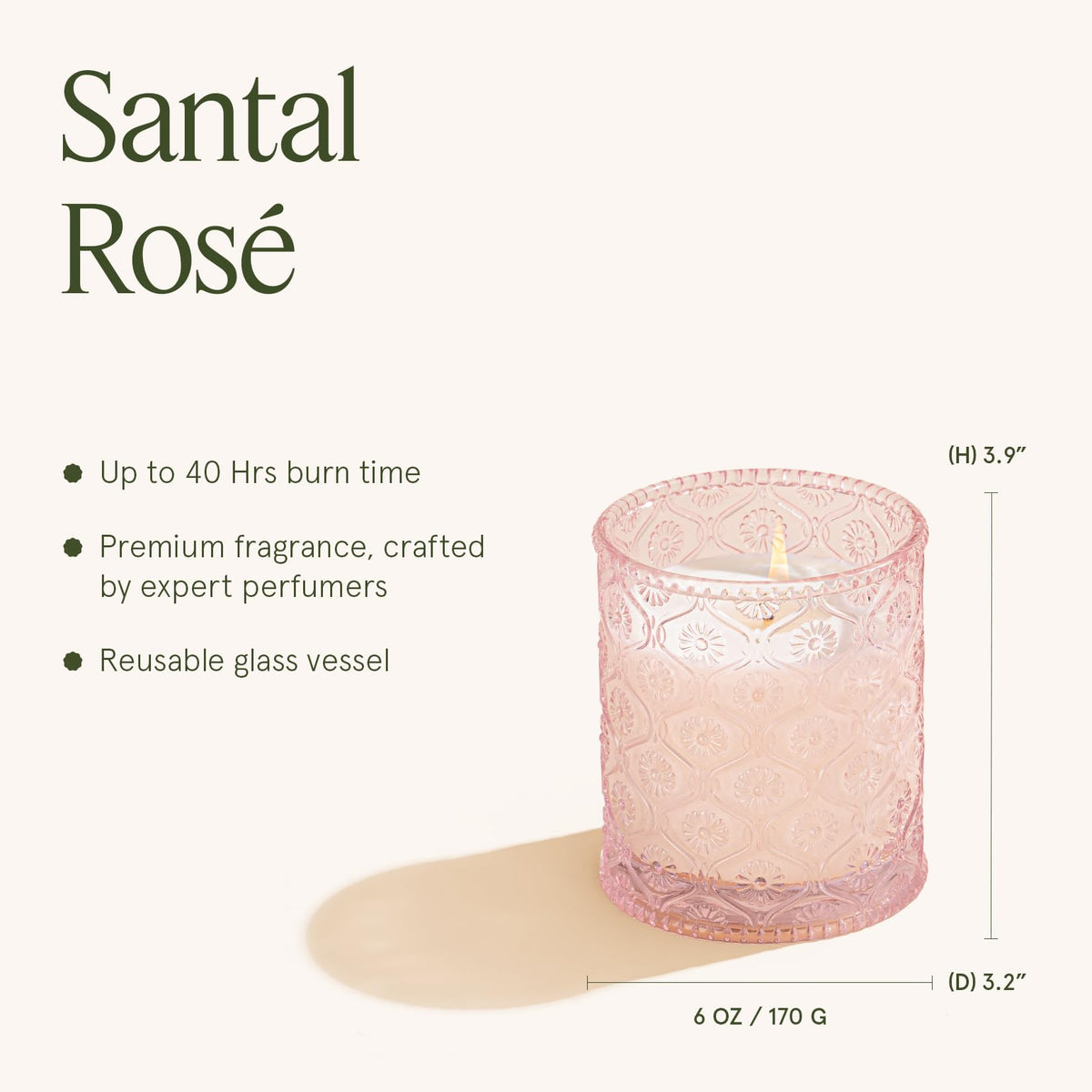 LA JOLIE MUSE Santal Rose candle packaging suggests gift-ready luxury.
