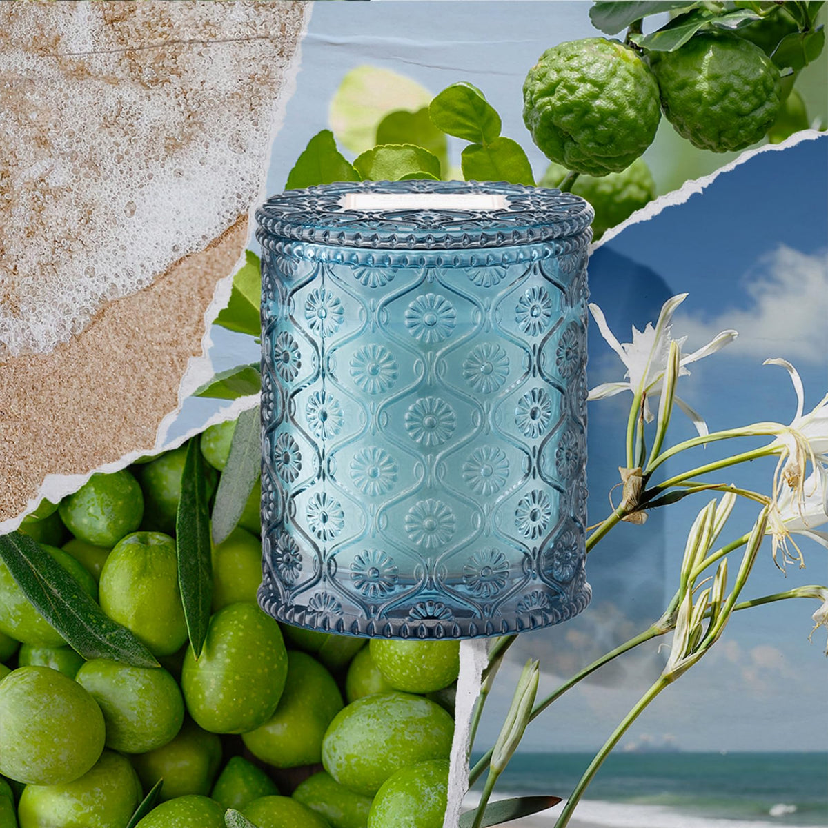 LA JOLIE MUSE Santorini Salt Air candle with wooden wick for clean burn and coastal vibes