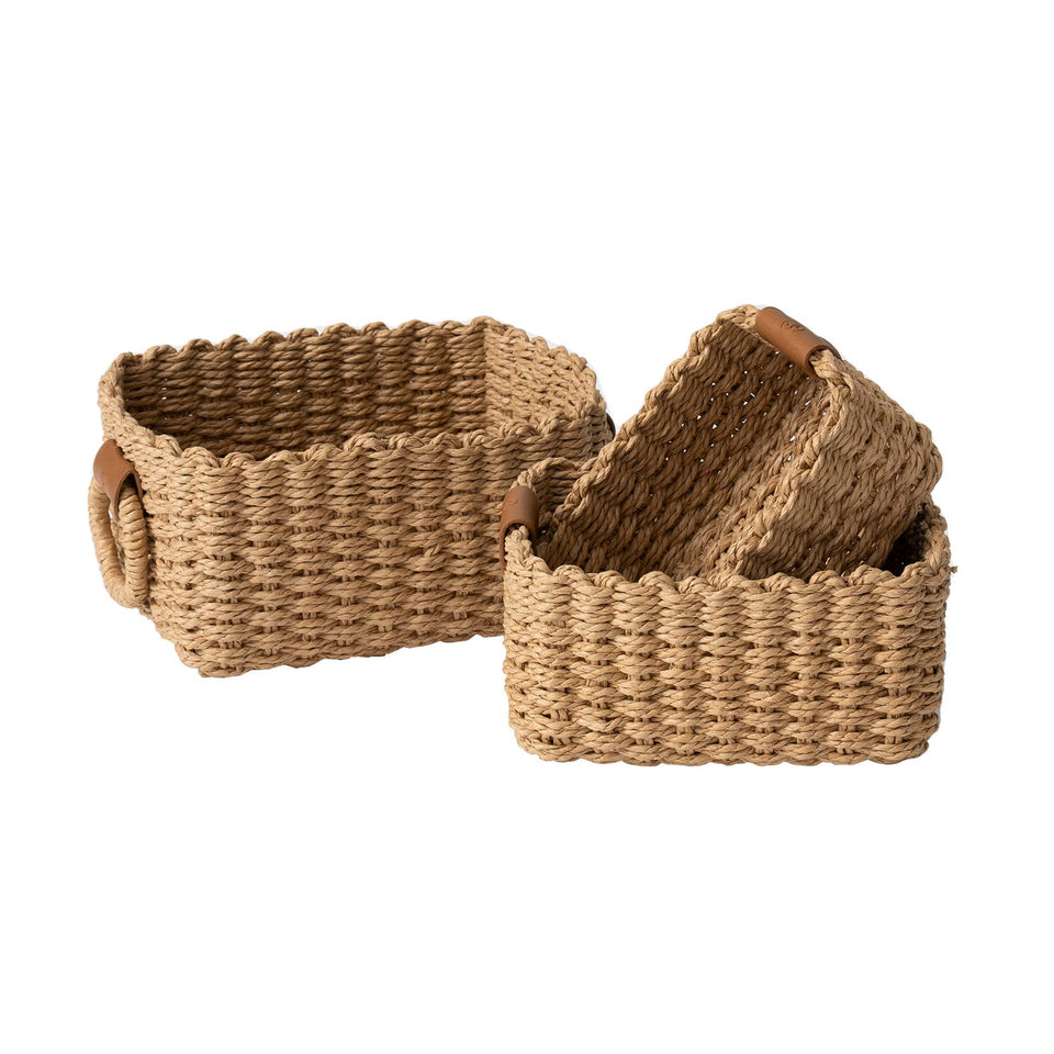 LA JOLIE MUSE small wicker basket organizing set keeps shelves tidy and stylish.