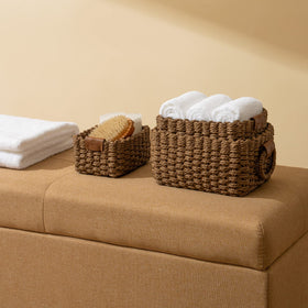 LA JOLIE MUSE woven storage basket in bathroom for tidy, textured storage
