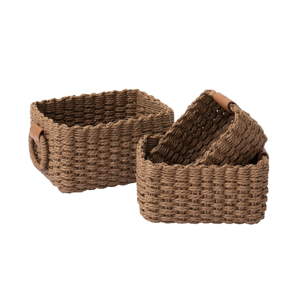 LA JOLIE MUSE woven storage baskets on shelf displaying natural organization and style