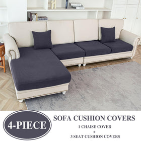 LA MEACK 3-piece cushion cover set renewing worn cushions on a sofa