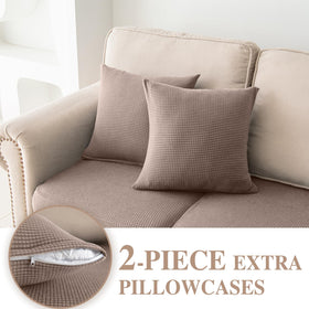 LA MEACK chaise cover demonstrates long-section fit for sectional protection.