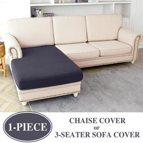 LA MEACK cushion cover side view shows wrinkle-resistant stretch for easy setup