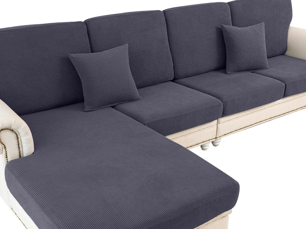 LA MEACK sectional couch cushion covers in dark grey protecting the sofa with a clean, modern look