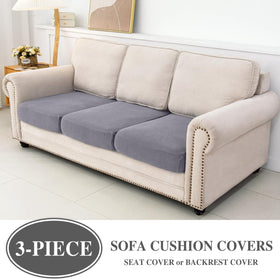 LA MEACK couch slipcover in light grey protects upholstery