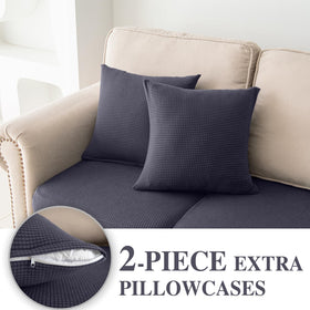 LA MEACK cushion cover fabric detail shows stretchy, durable material