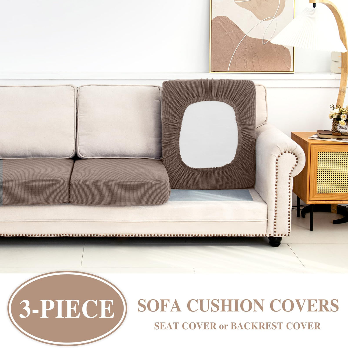 LA MEACK cushion cover texture highlights wrinkle-resistant material for neat seating.