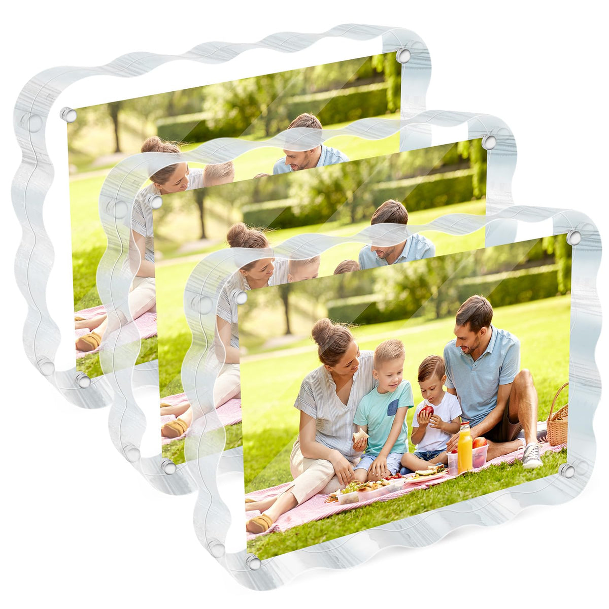 Laapee 4x6 acrylic frame front view emphasizes floating display and clarity.