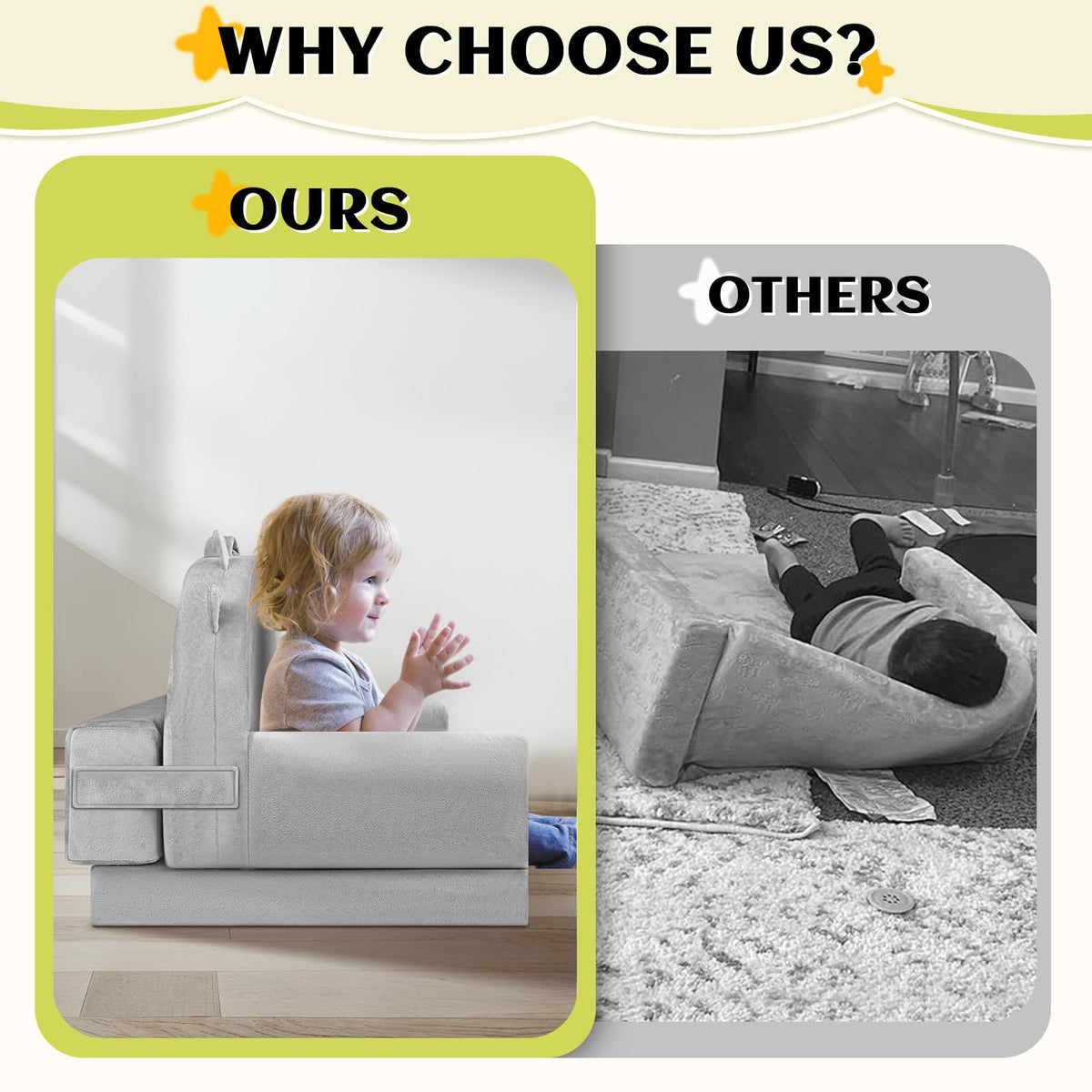 Laapee foldable toddler chair converts to travel bed for sleepovers.
