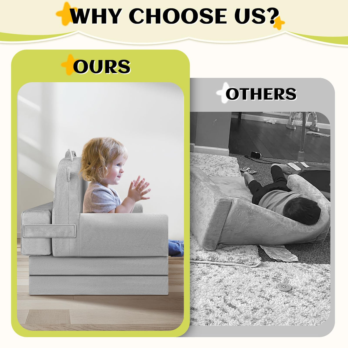 Laapee soft grey color hides dirt between cleanings and blends into rooms.