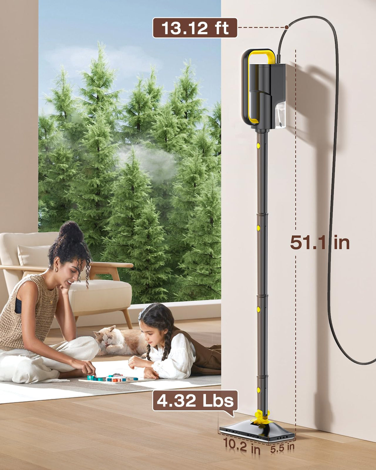 LABIGO steam mop heats in 10 seconds for fast cleaning sessions
