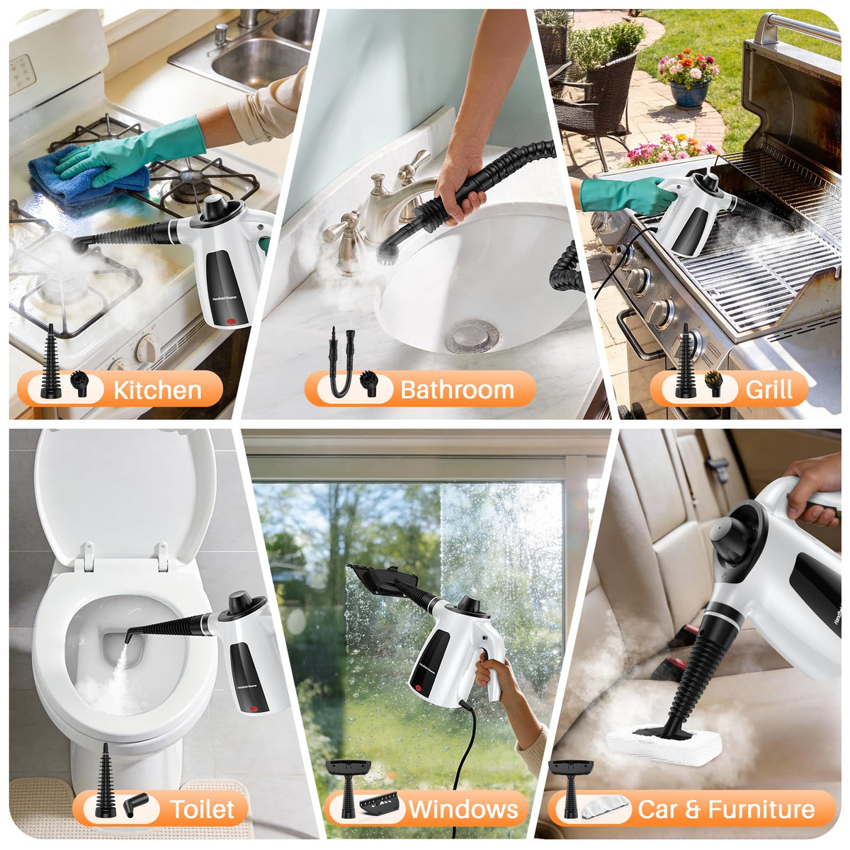 LABIGO attachments kit enables tackling hard-to-reach corners with versatile tools.