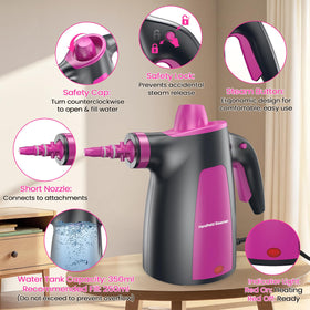 LABIGO steam cleaner in car interior for upholstery care.