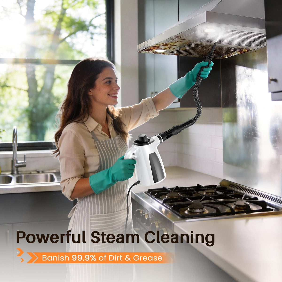 LABIGO multi-surface cleaning capability makes kitchen, bathroom, and car interiors easier.