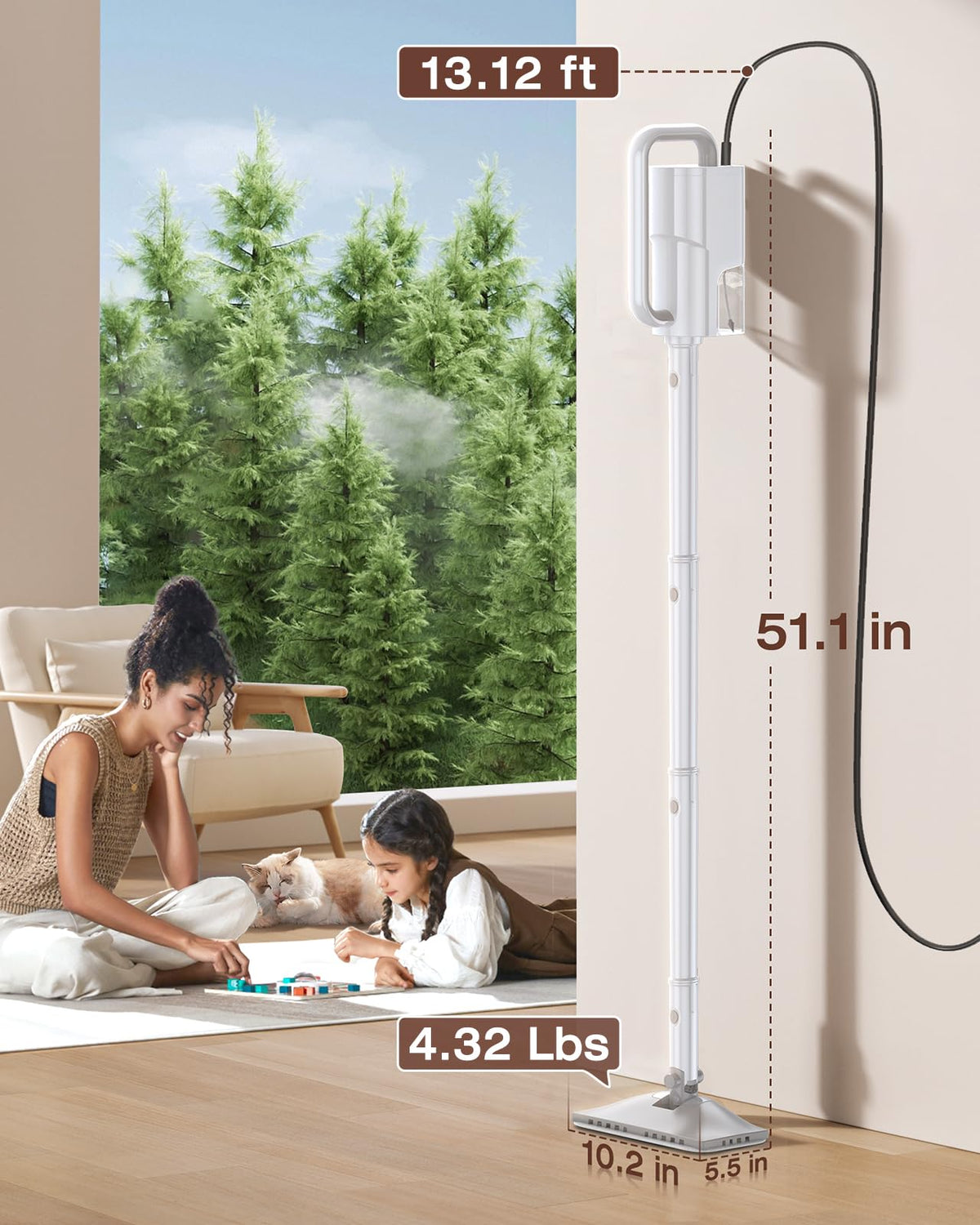 LABIGO auto shut-off and 4m cord for safer, extended cleaning