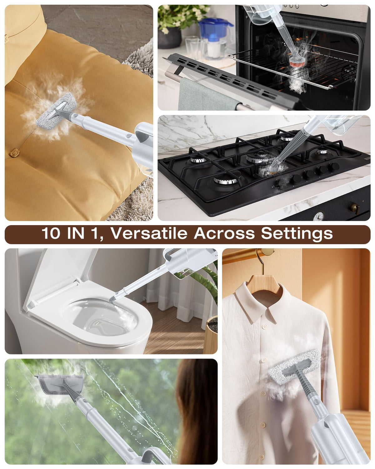 LABIGO swivel-head cleaner reaching corners on tile floor for edge cleaning