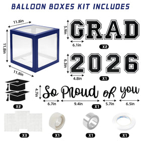 Labrostar blue graduation boxes enhance tables with a chic celebratory look.