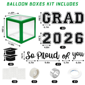 Labrostar four-pack green graduation boxes display keepsakes and congratulatory notes