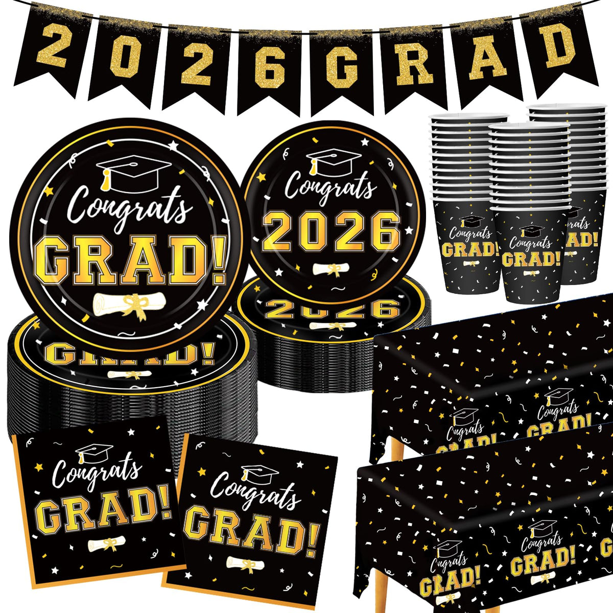 Labrostar graduation tableware set with 50 plates for elegant event serving