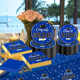Labrostar graduation dessert plates complement cake and snacks with a coordinated look.