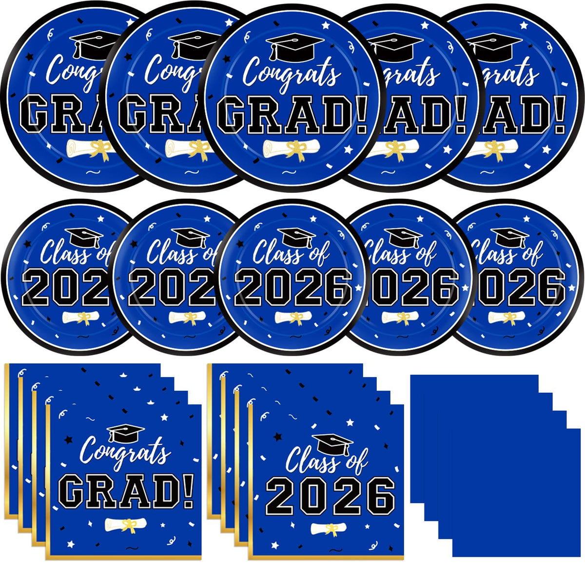Labrostar graduation dinner plates showcase vibrant colors for a Class of 2026 celebration.
