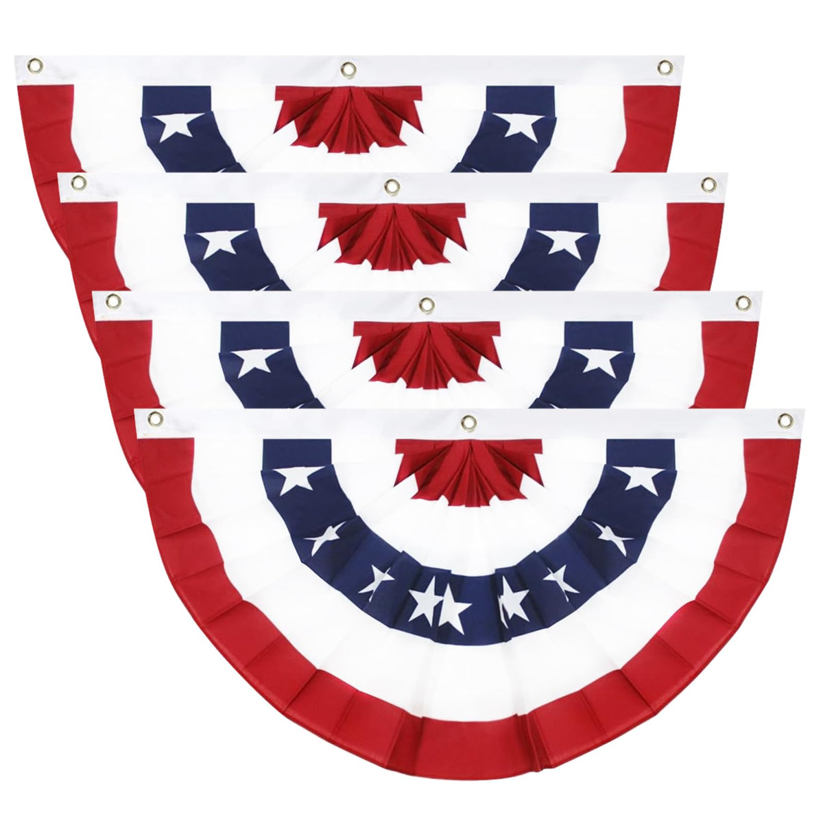 Labrostar pleated flag outdoors on porch for patriotic display.