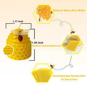 Lacaser beeswax candle with 3D bee ornament adding charm to decor.