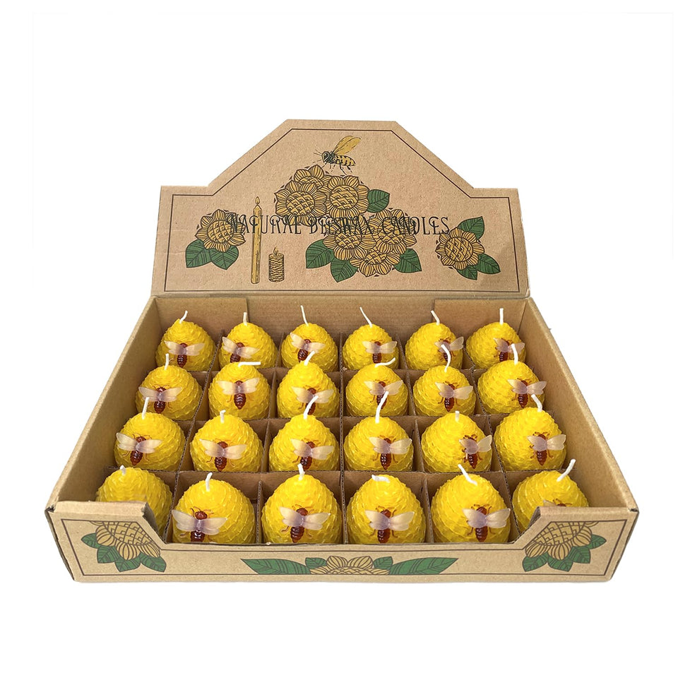 Lacaser beeswax candles bulk 24pcs with 3D bee ornament for gifts and decor