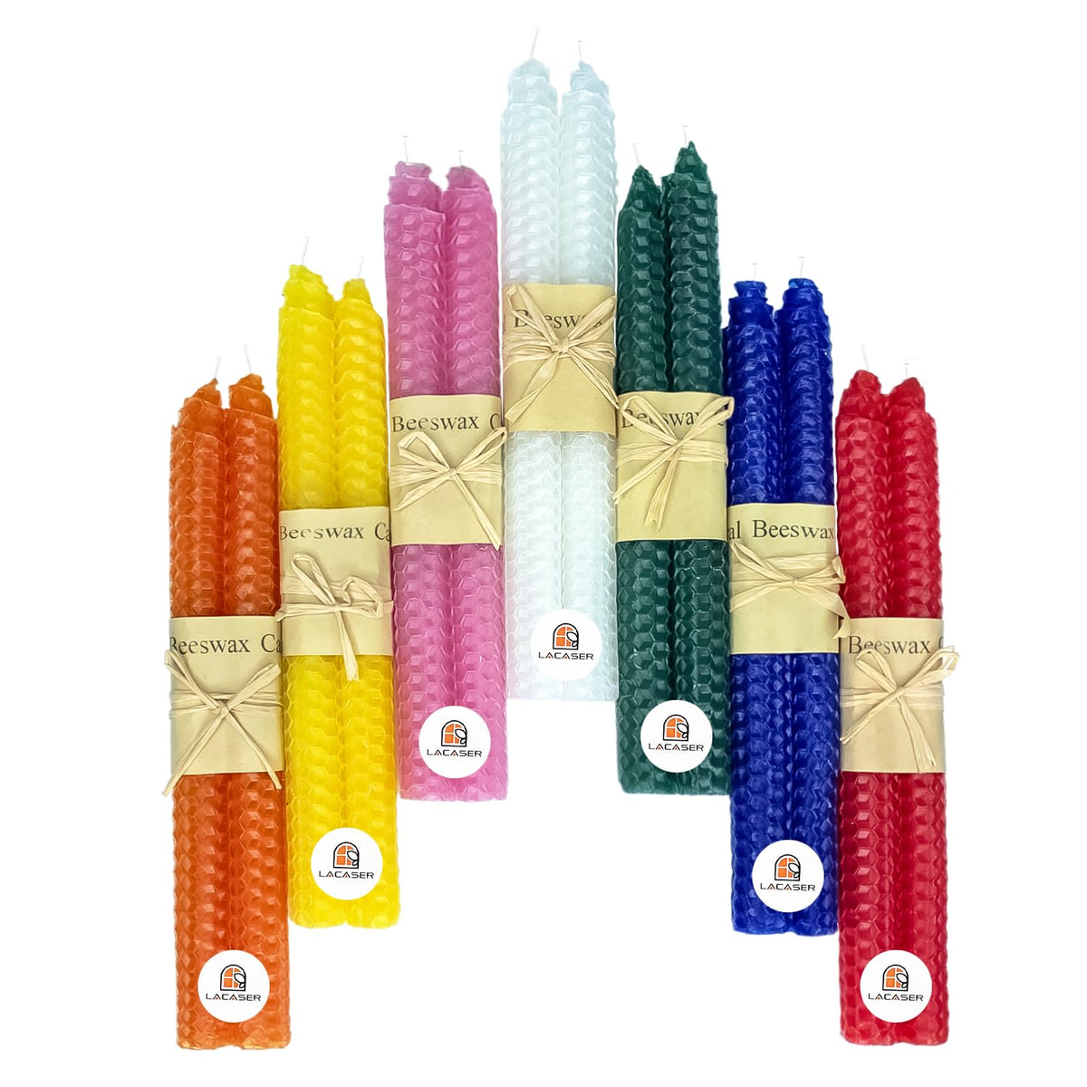 Lacaser rainbow beeswax taper candles brighten tables with colorful, smokeless light