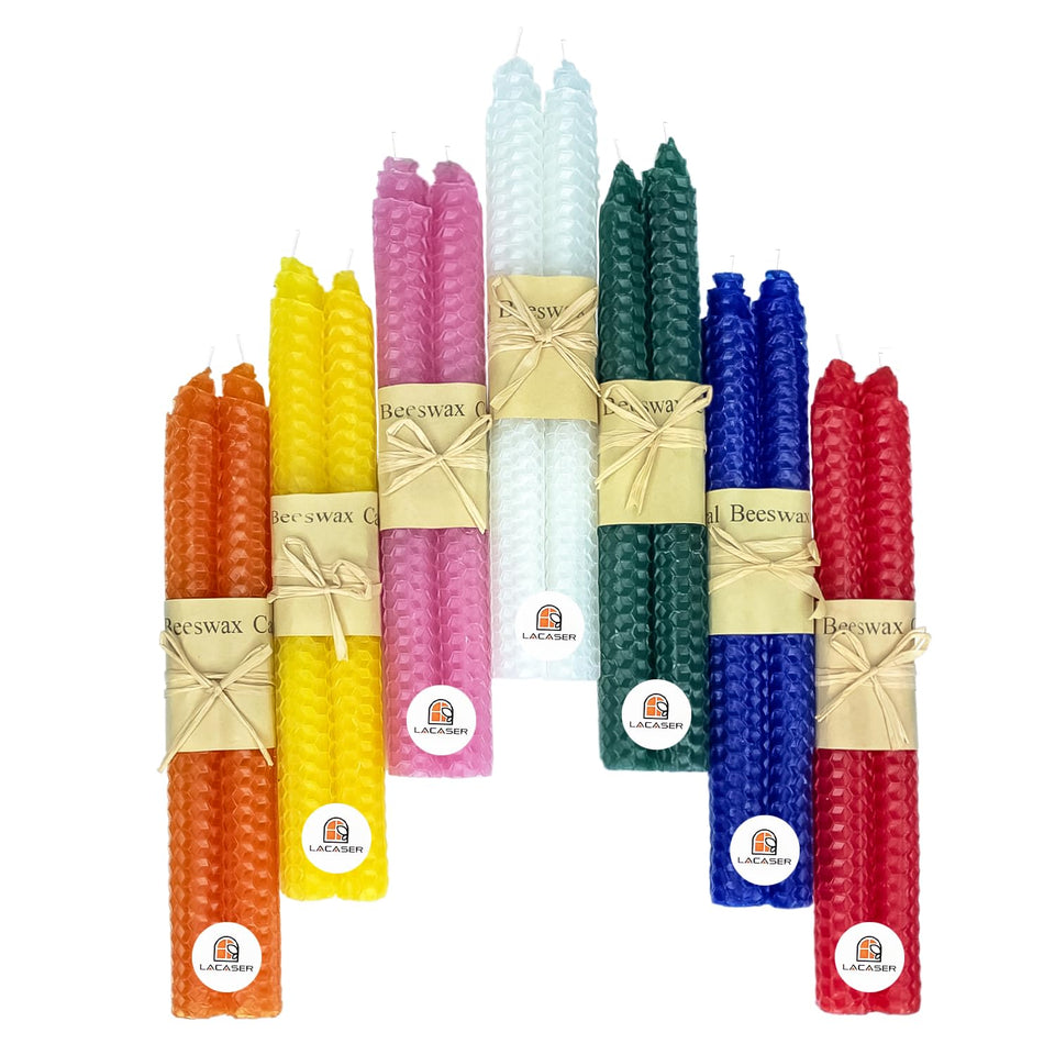 Lacaser rainbow beeswax taper candles brighten tables with colorful, smokeless light