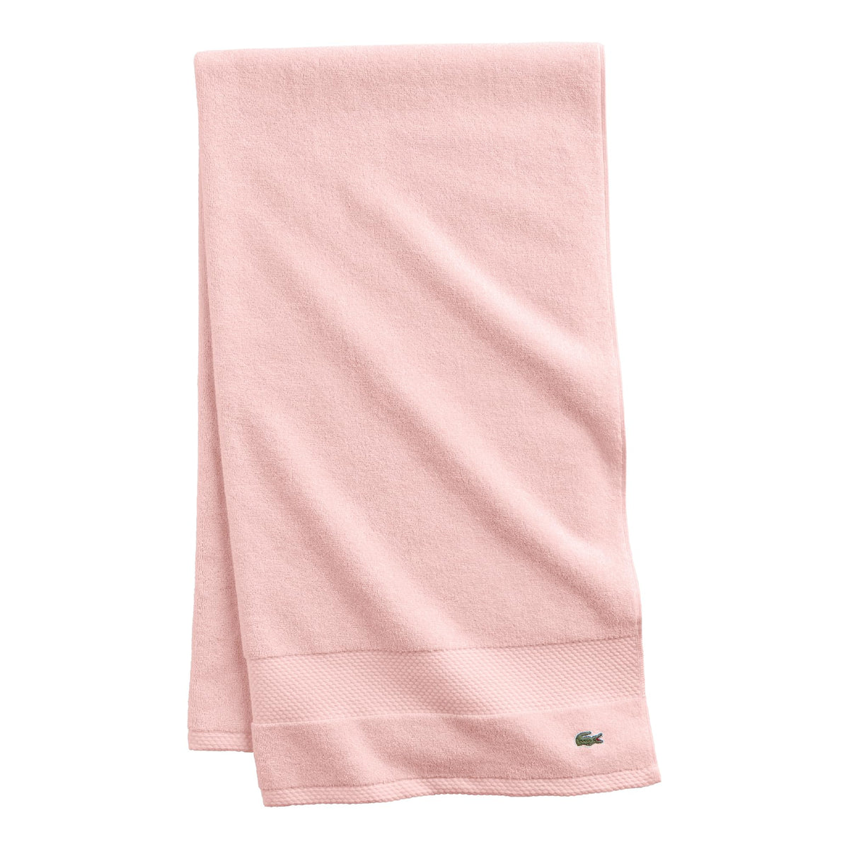 Lacoste Heritage towel in light pink front view shows premium Supima softness and absorbency.