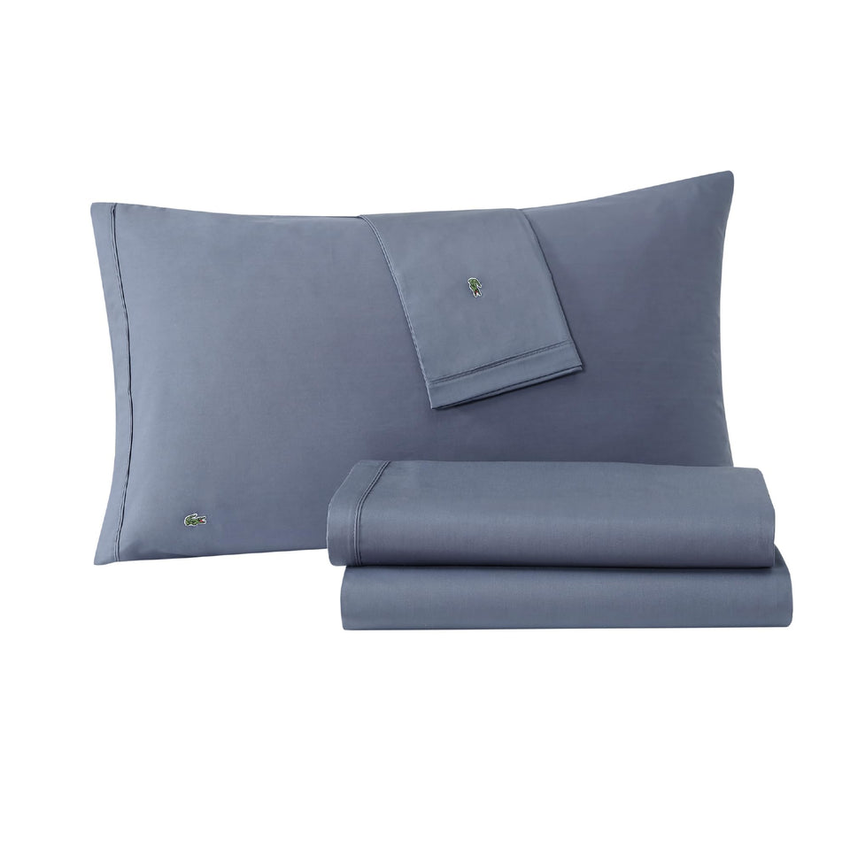 Lacoste Percale 4pc sheet set flat sheet—breathable cooling for restful nights.