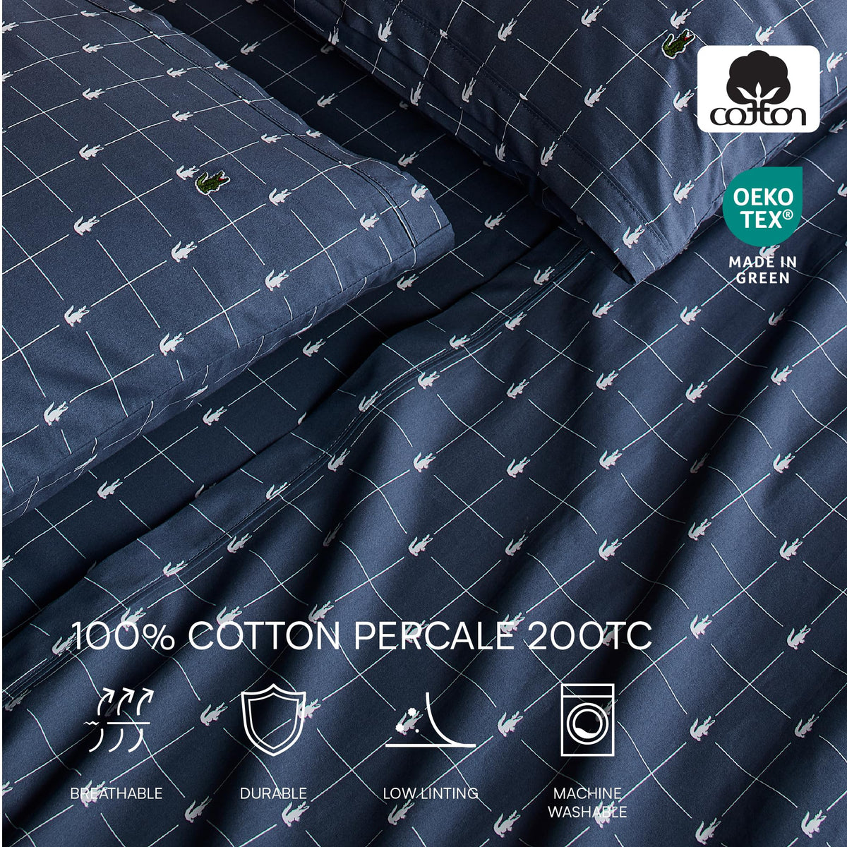 Lacoste Slice durable matte finish resists fading after repeated washing.